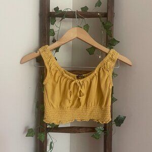 Smocked Mustard Crop Top – Brandy Melville